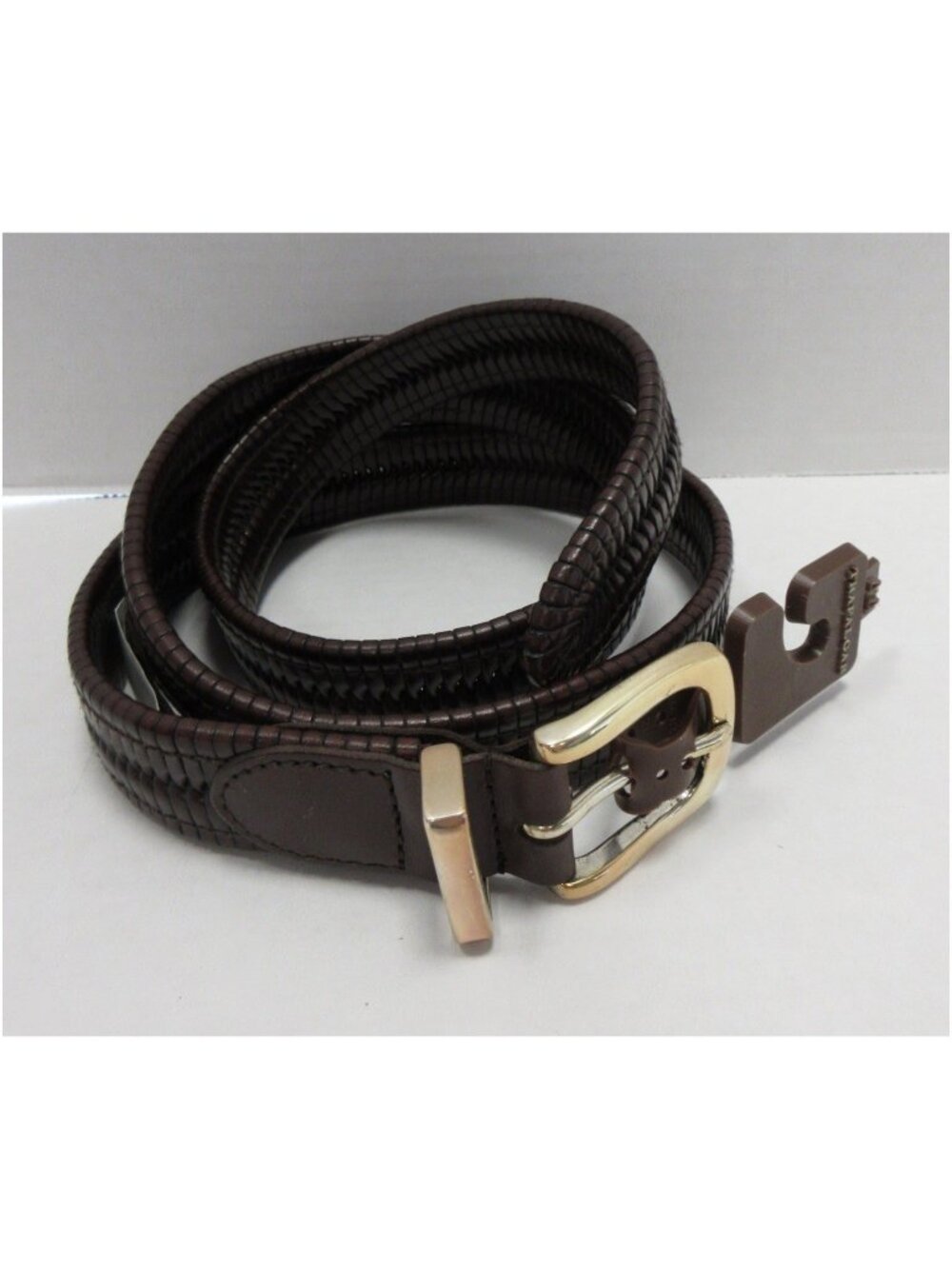 Trafalgar Belt 44 Leather Braided Woven Silver Buckle Classic NEW